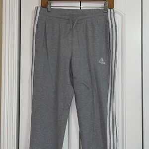 Adidas Heather Gray Joggers with White Accents